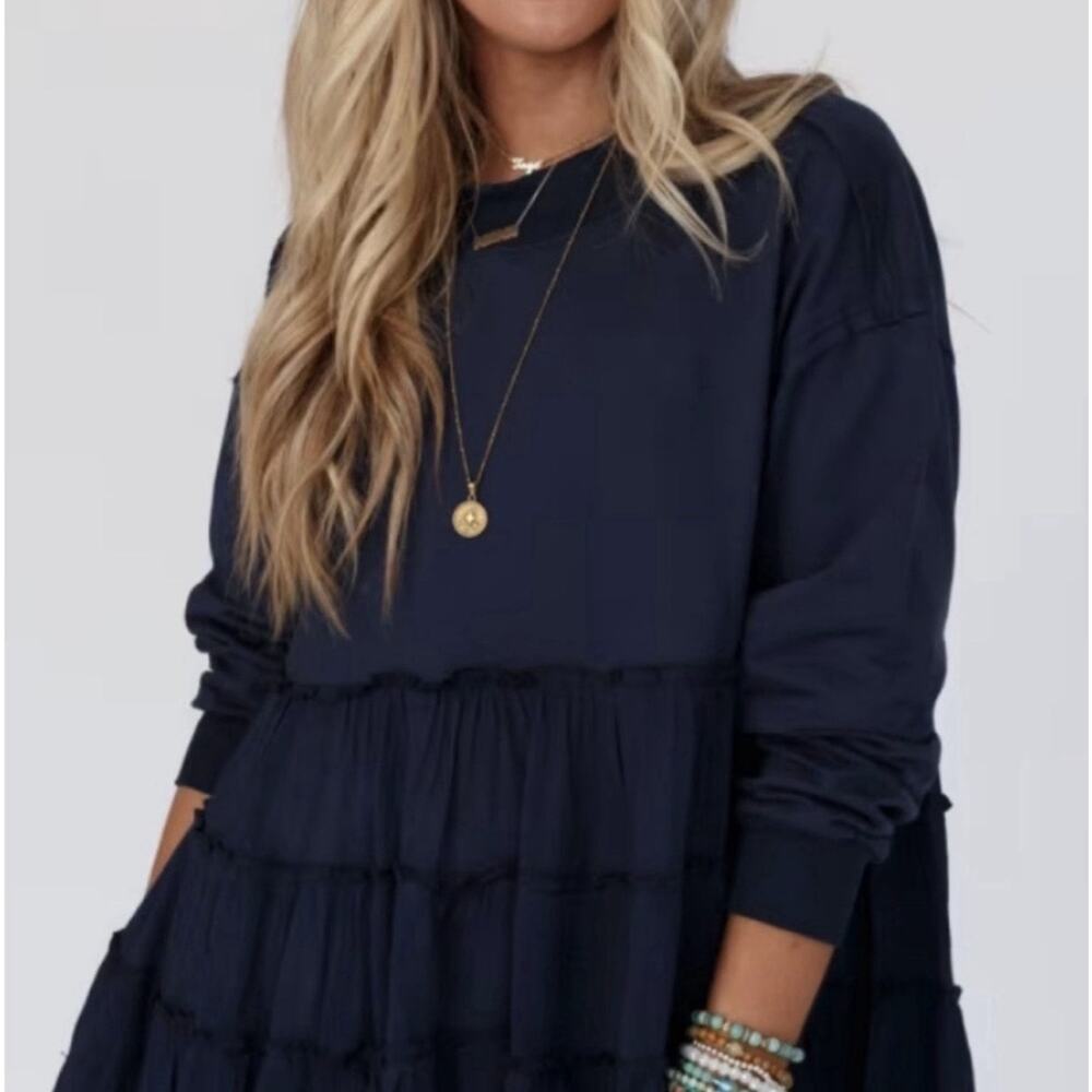Three Bird Nest Madeira Tiered Babydoll Top Long Sleeve